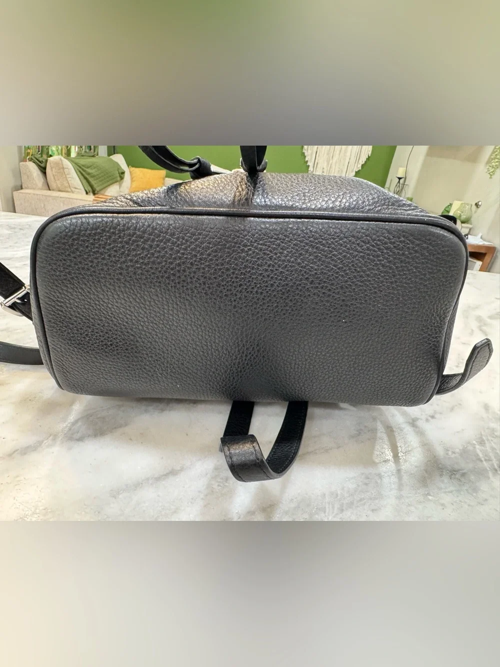 Michael Kors Rhea Black Pebbled Leather Backpack with Silver Hardware